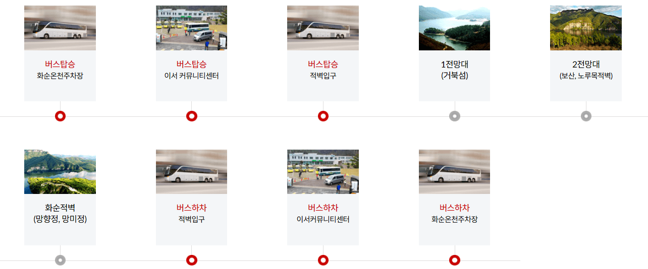 화순적벽셔틀-화순온천주차장-출발-코스