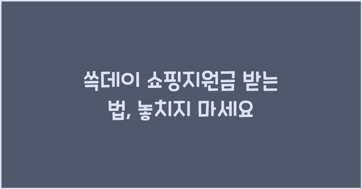 쓱데이 쇼핑지원금