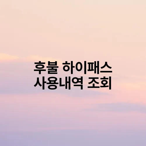 후불 하이패스 사용내역 조회