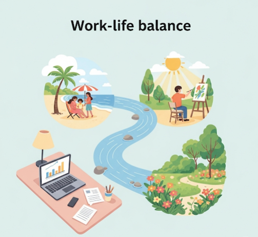워라밸(Work-Life Balance)을 시각적으로 형상화한 이미지