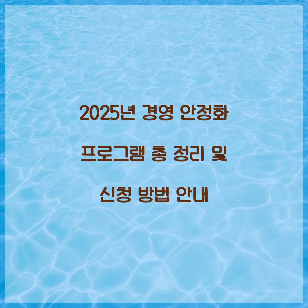 2025년 경영 안정화 프로그램