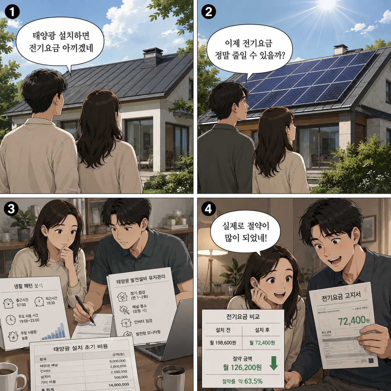 태양광 발전설비 설치후 전력요금 현황
