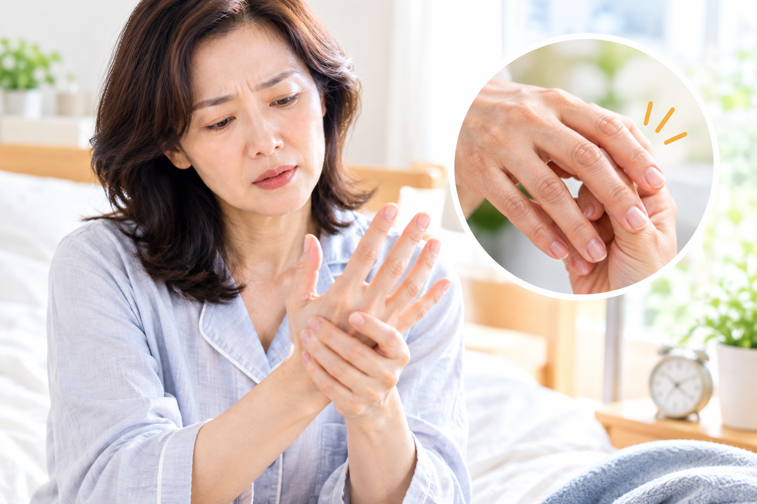 아침에 일어나면 손가락이 뻣뻣하다