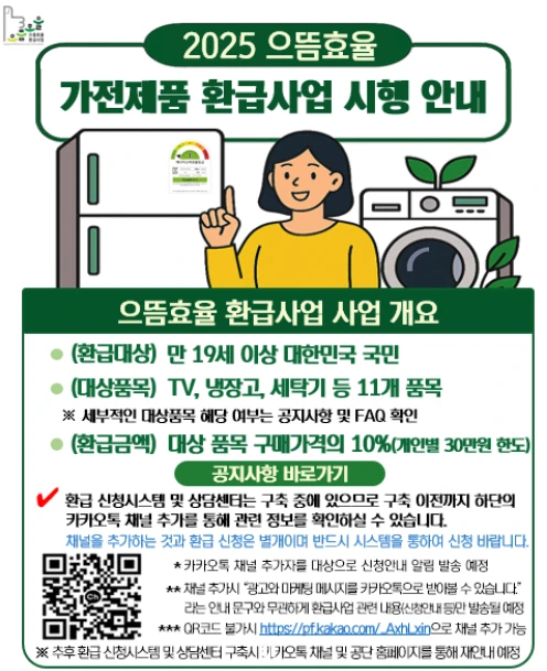 으뜸효율 가전제품 환급 조건 및 신청방법 정리 2025(1등급 가전 환급)
