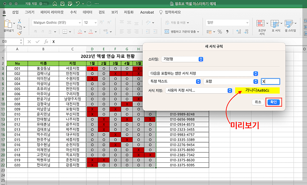 새 서식 규칙 미리보기