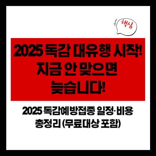 2025 독감 대유행 시작! 지금 안 맞으면 늦습니다