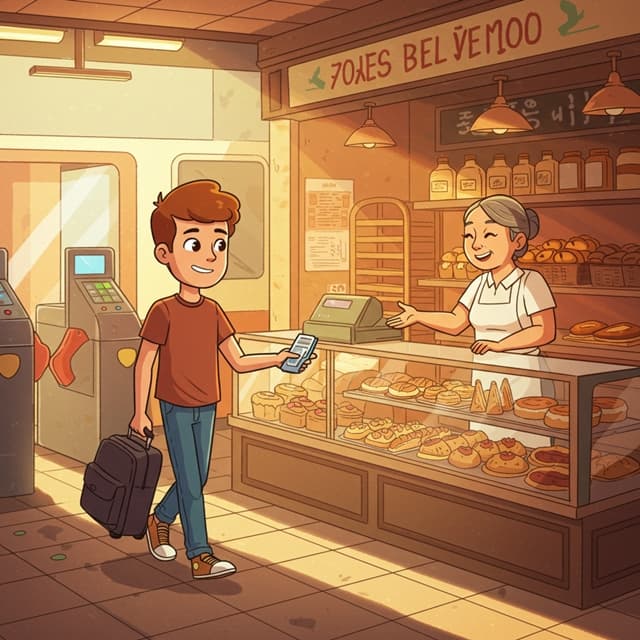 빵집에서 지역화폐 결제하는 만화 장면