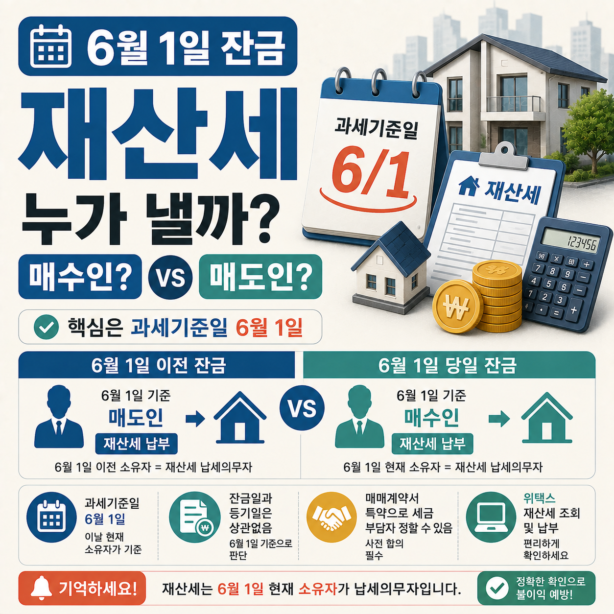 6월1일 잔금과 재산세 납세의무자 판단 안내 이미지