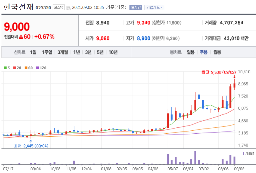 홍준표 관련주 대장주