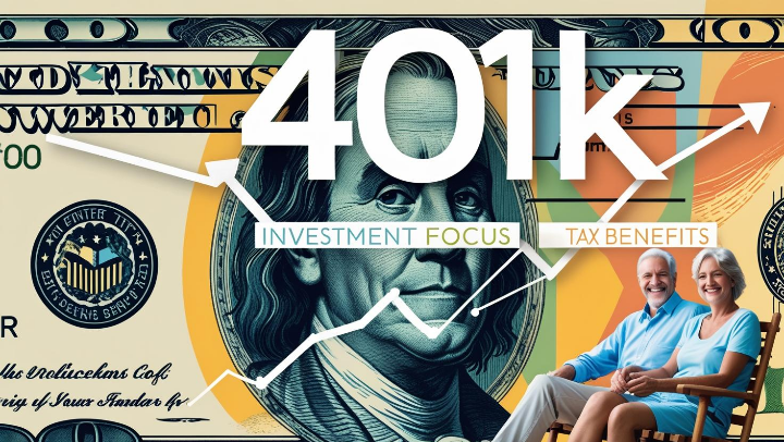 미국 퇴직연금의 강점을 보여주는 이미지. 401k, 투자 중심, 세제 혜택 등 핵심 요소가 강조됨