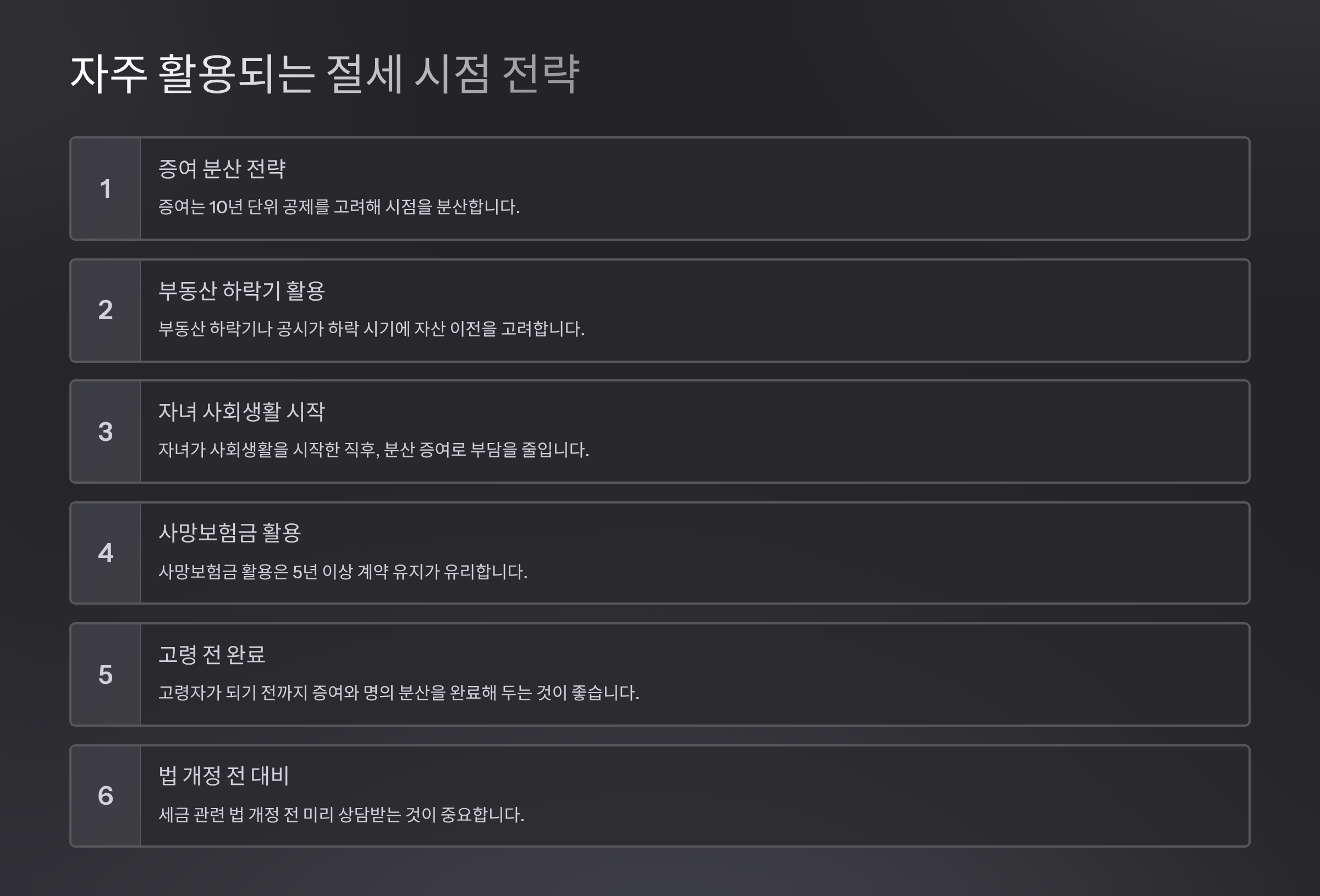 자주 활용되는 절세 시점 전략