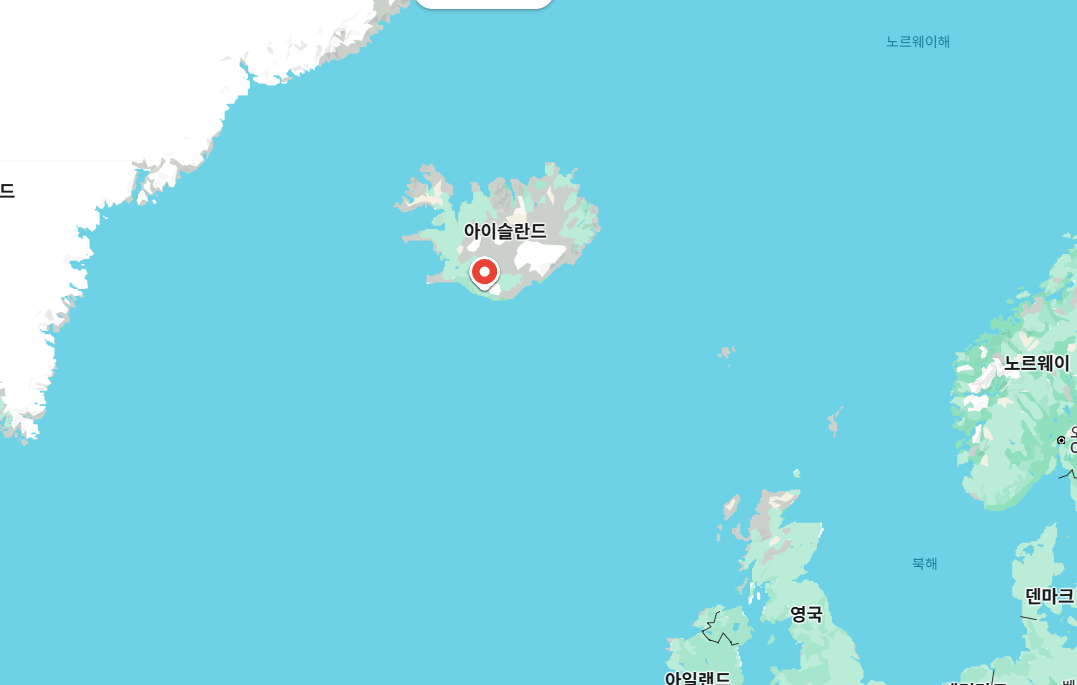 에이야퍄들라요쿨 화산의 위치를 알 수 있는 지도