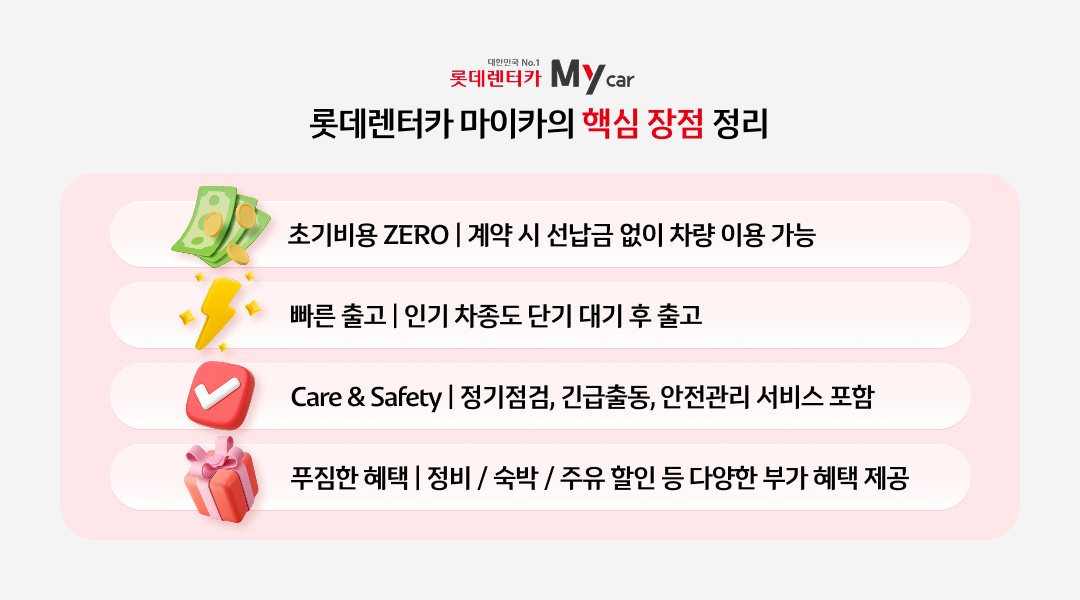 롯데렌터카 마이카 초기비용·빠른 출고·차량 관리·부가 혜택