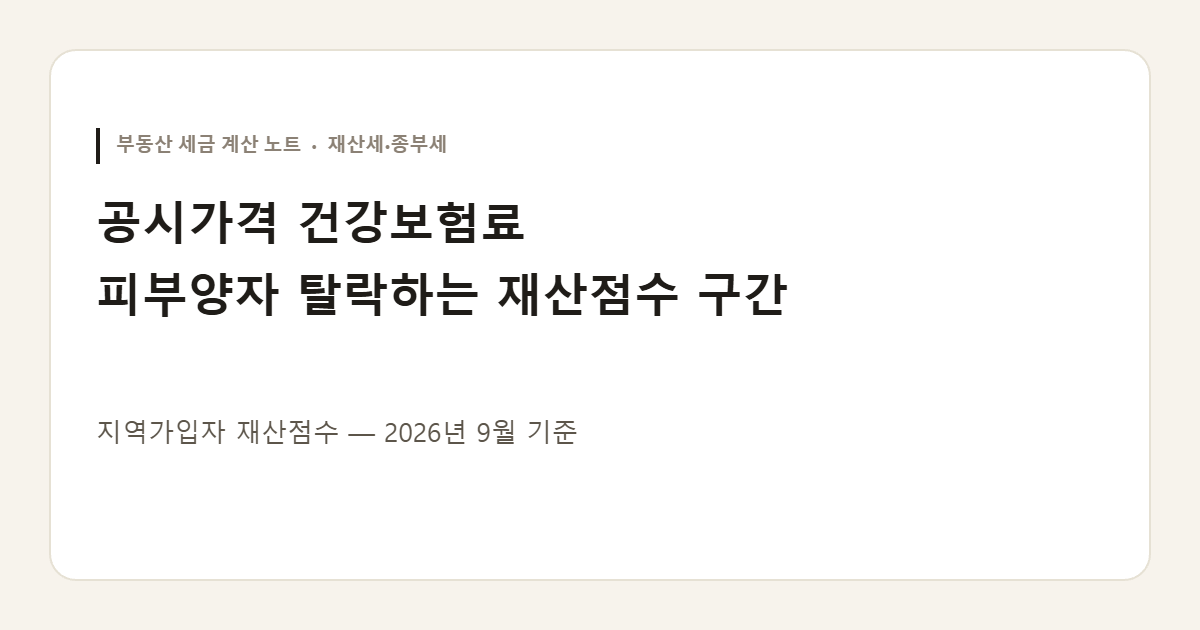 공시가격 건강보험료 피부양자 재산점수 화면을 정리한 안내 이미지