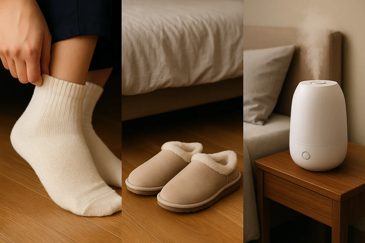 면양말·부드러운 신발·가습기가 놓인 침실