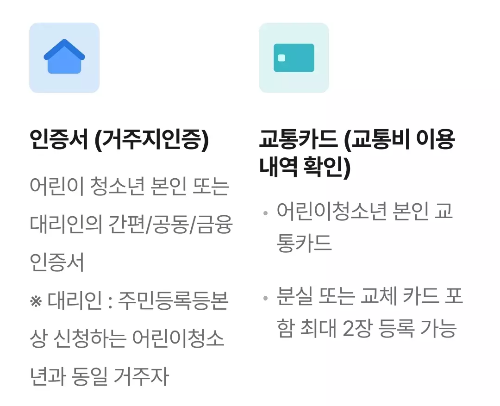 경기도+어린이+청소년+교통비+지원사업+가입+준비사항