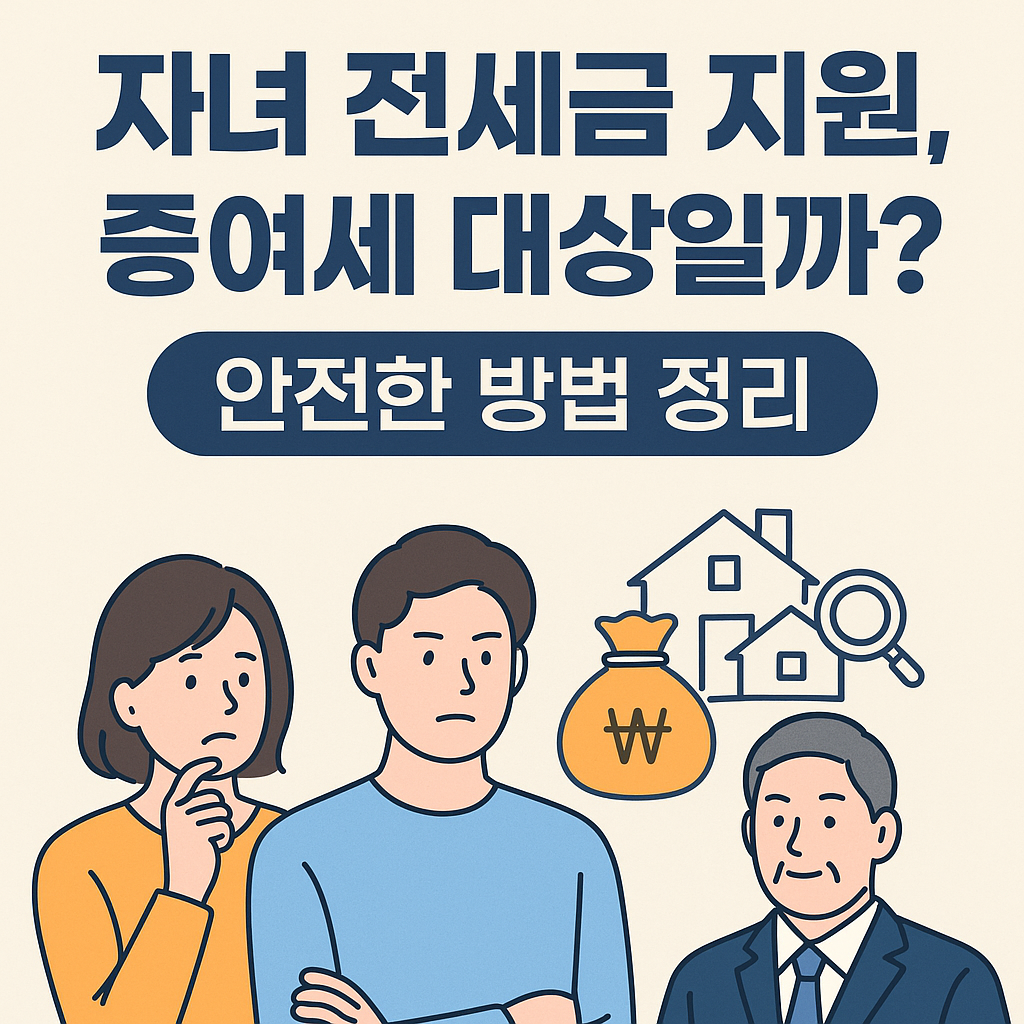 전세금 지원, 자녀에게 증여세 폭탄 될 수 있다? 안전하게 준비하는 법