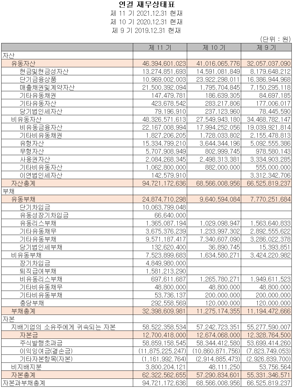 덱스터 - 재무상태표