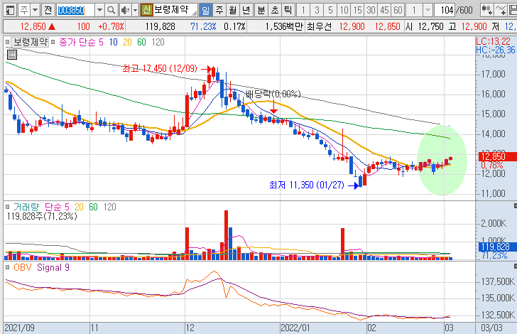 보령제약-주가-흐름-차트