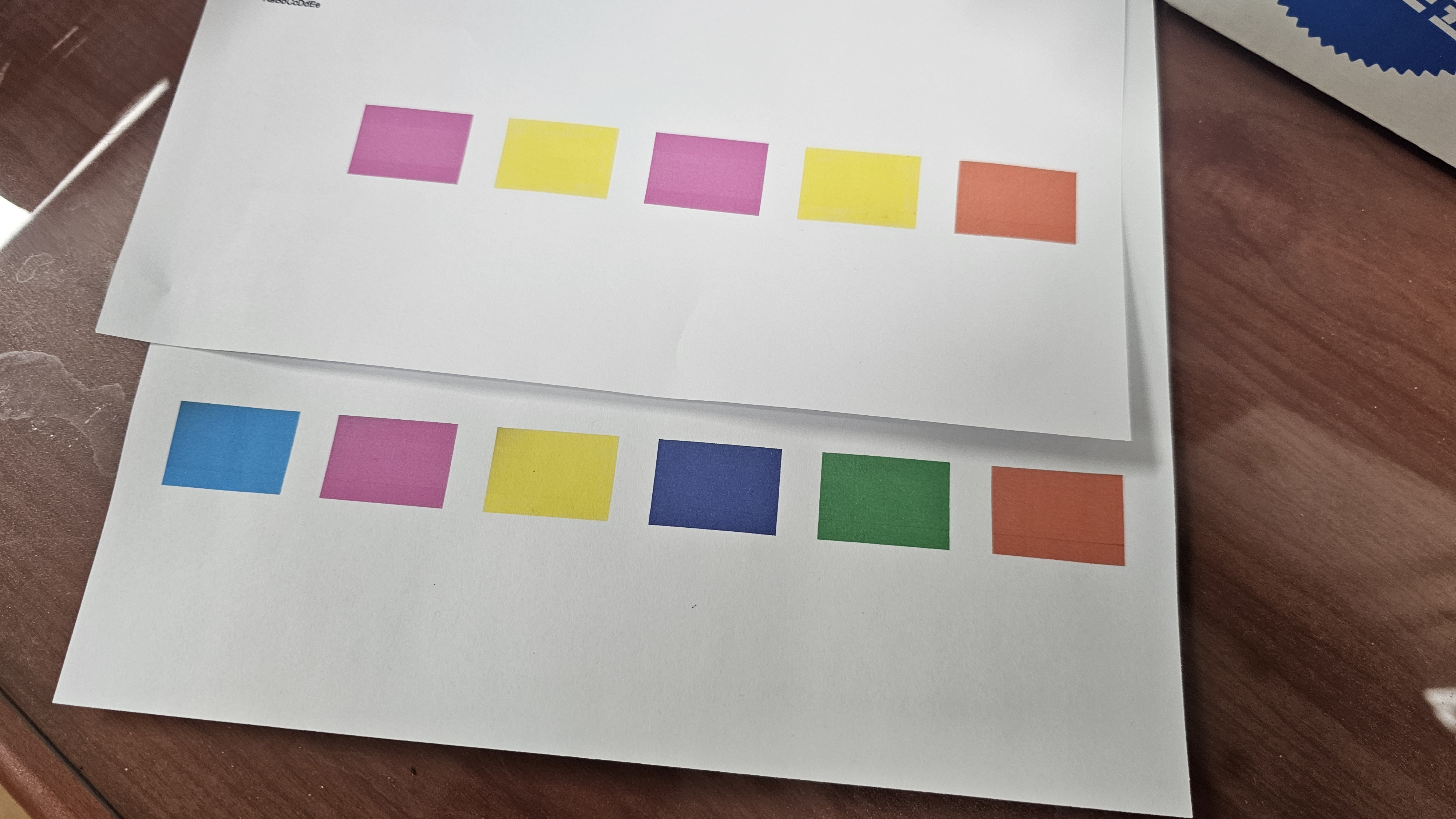 헤드 정렬/세척 후 테스트 인쇄 정상 복구 결과