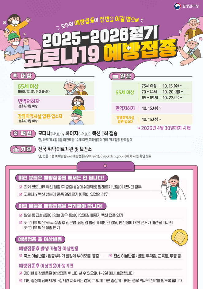 성남시 독감 코로나 무료 예방접종