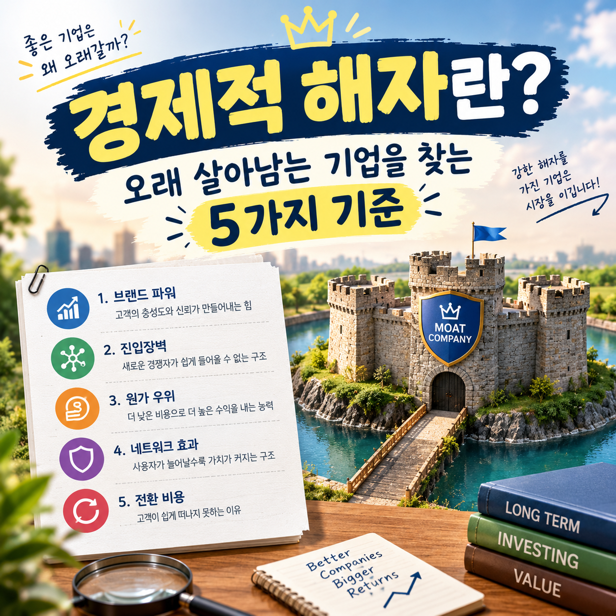 경제적 해자란? 오래 살아남는 기업을 찾는 5가지 기준