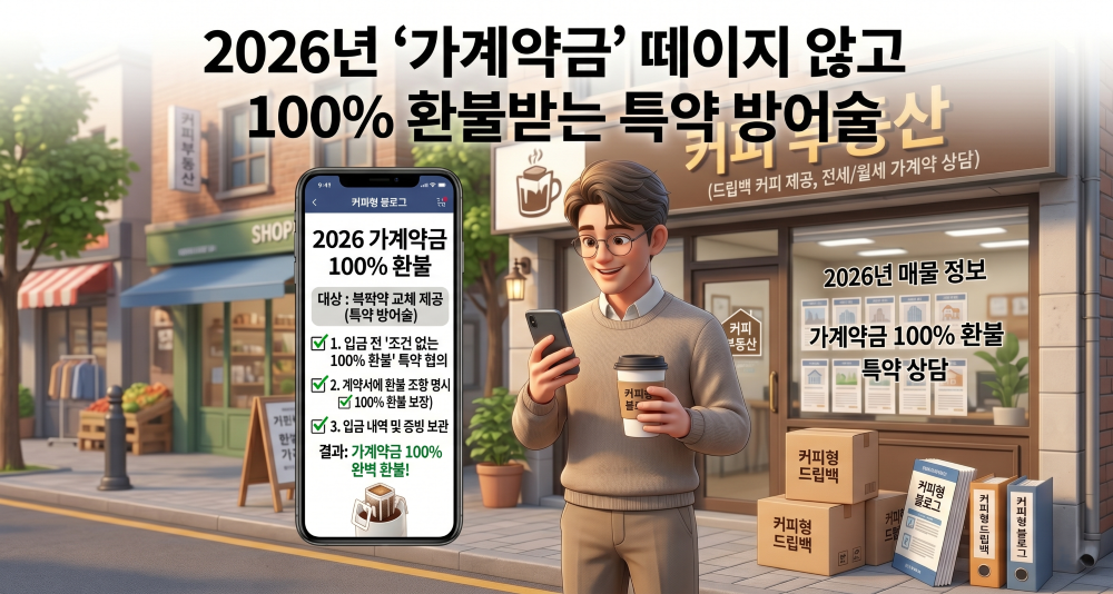 부동산 가계약금 돌려받는 상황을 재현한 캐릭터 이미지