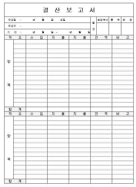 결산보고서 양식