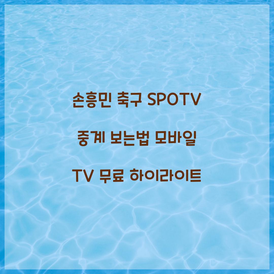 손흥민 축구 SPOTV 중계 보는법