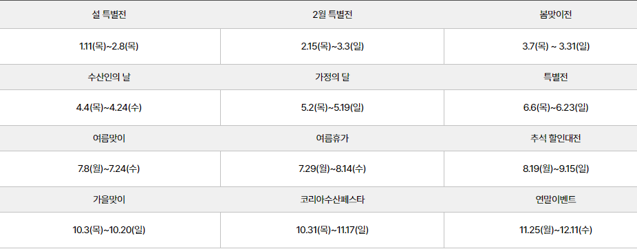 수산대전 유통사 일정표