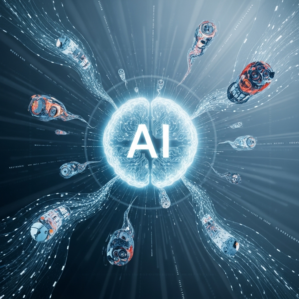 생성형 AI의 환각과 퍼플렉시티를 시각화한 이미지. 중앙의 AI 뇌가 데이터 흐름을 처리하며, 일부는 명확하게, 일부는 왜곡되어 잘못된 정보를 생성하는 모습을 표현합니다.