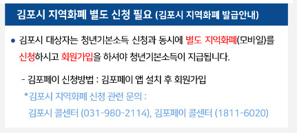 김포시 지역화폐 별도 신청 필요 안내사항