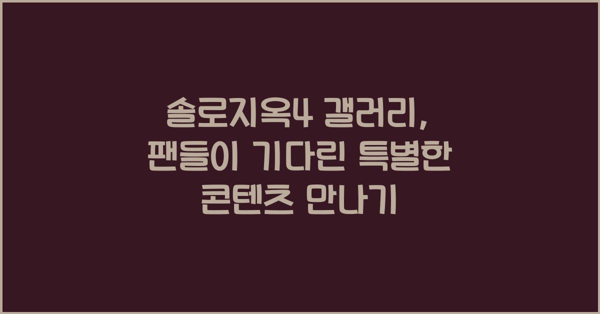 솔로지옥4 갤러리