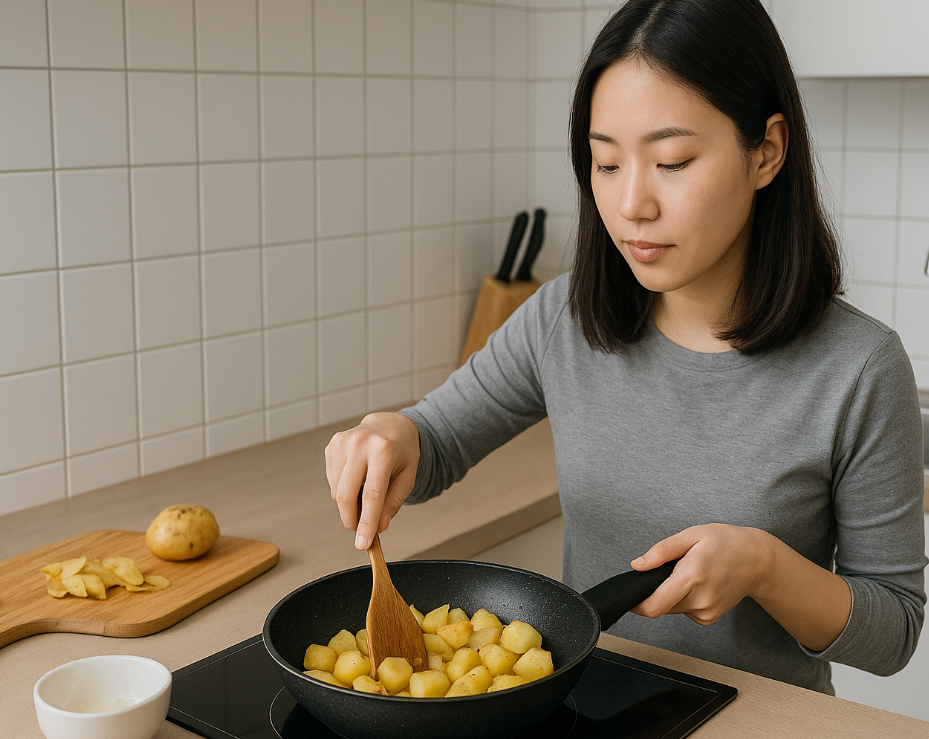 자취생이 감자요리 하는 사진