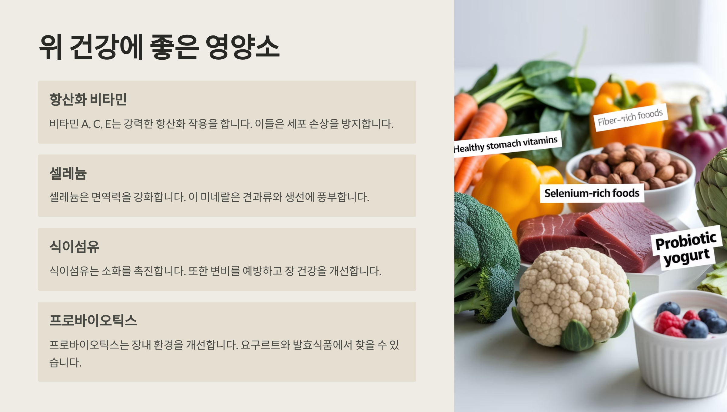 위 건강에 좋은 영양소