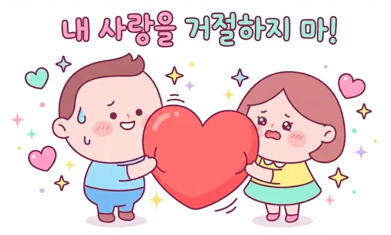 여자에게 하트 주는 남자