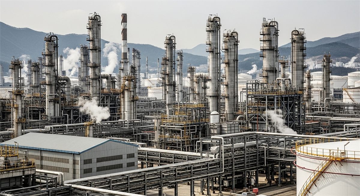 국내 정유사 대형 산업단지를 넓게 담은 전경 