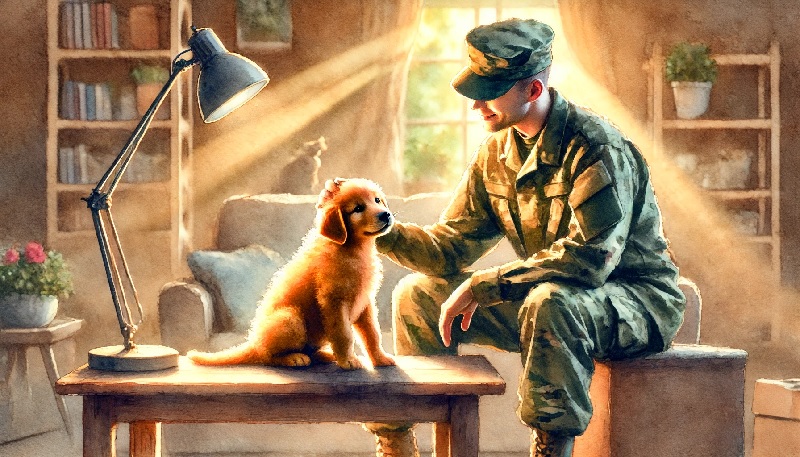 군인등 교대 근무자를 위한 강아지 돌봄법에 대한 이미지