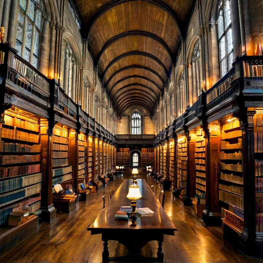 더블린 관광 명소 트리니티 칼리지 도서관을 묘사한 이미지