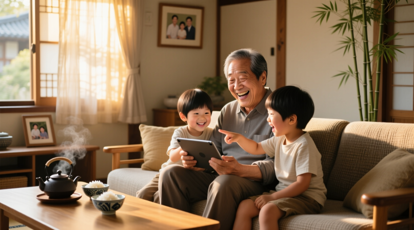 손자들과-행복한-시간을-보내고있는-노년-남성