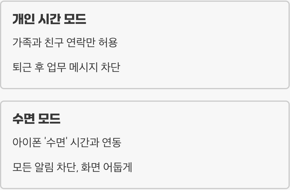 일과 삶의 균형&amp;#44; &amp;#39;개인 시간&amp;#39;과 &amp;#39;수면 모드&amp;#39;