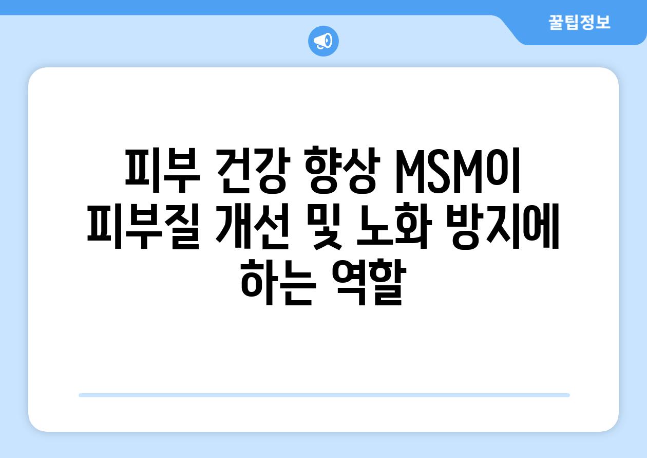 피부 건강 향상 MSM이 피부질 개선 및 노화 방지에 하는 역할