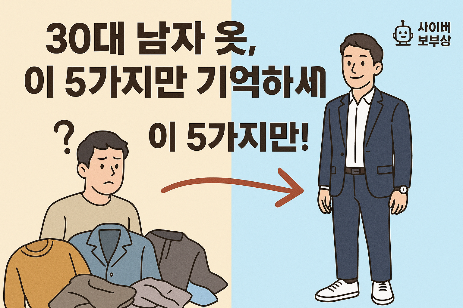 30대 남자 옷, '이 5가지' 없으면 매년 옷 살 때마다 후회합니다 (핵심 꾸안꾸 아이템 총정리)
