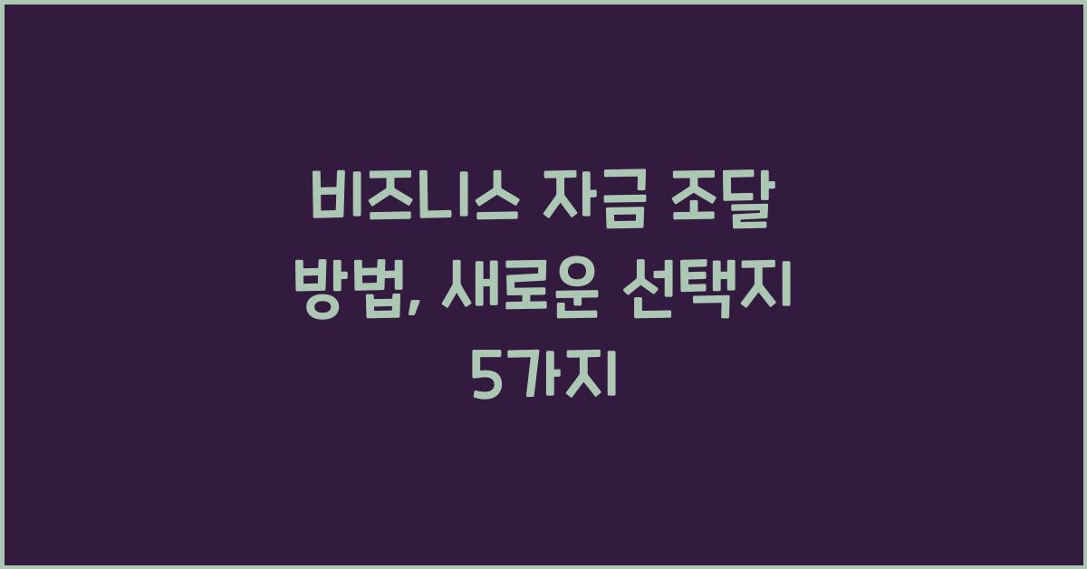 비즈니스 자금 조달 방법