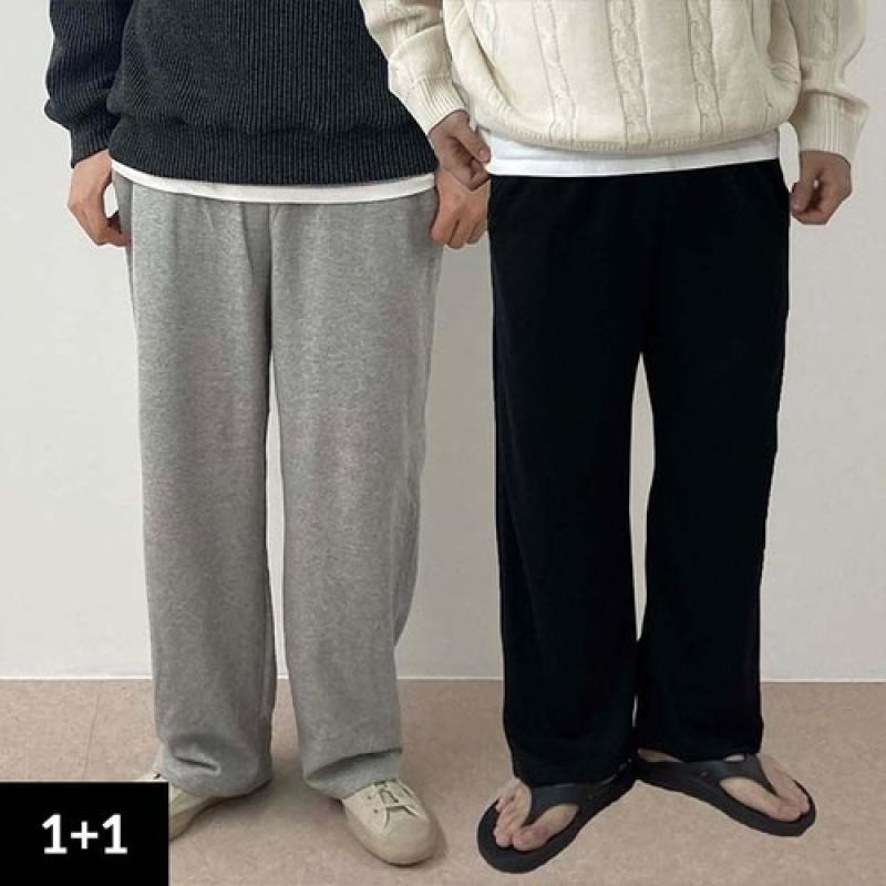 1+1 스웻팬츠 남자 와이드트레이닝팬츠 밴딩 통넓은 벌룬 바지 빅사이즈