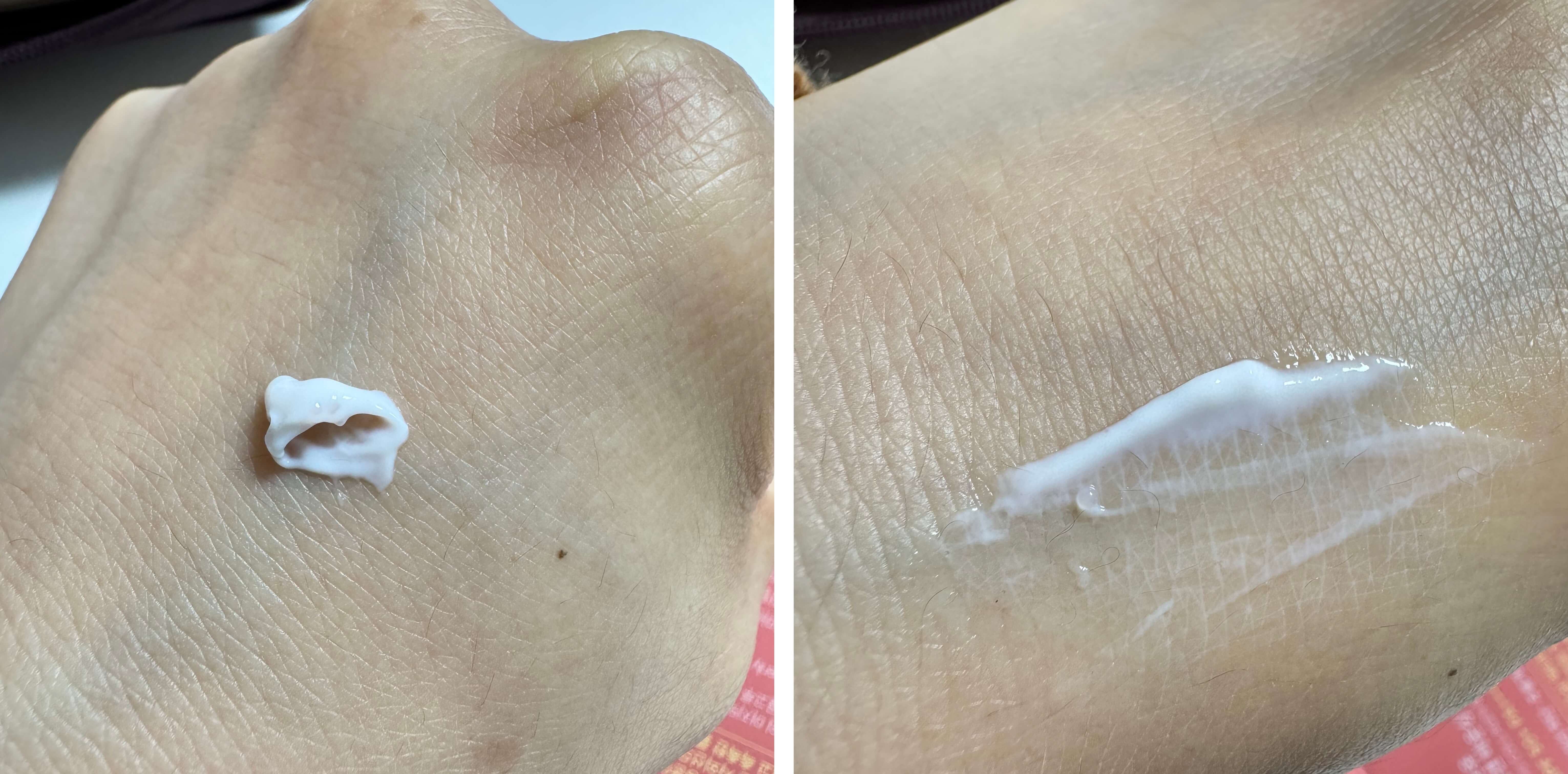 손등에 선크림 바른 제형