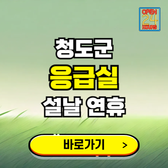 청도군 설날 연휴 비상진료 응급실 병원 찾기 ❘ 내근처 24시 야간 심야 휴일 가능한 곳