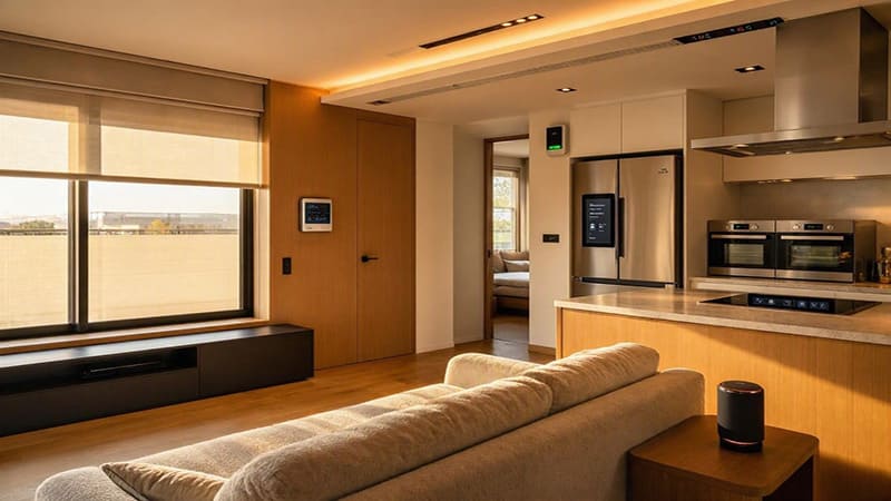<img src=&rdquo;iot_smart_home.jpg&rdquo; alt=&rdquo;미래형 스마트홈, 자동 조명, 스마트 냉난방, 스마트 가전, 음성인식 등을 보여주는 따뜻하고 현실적인 모습&rdquo;>