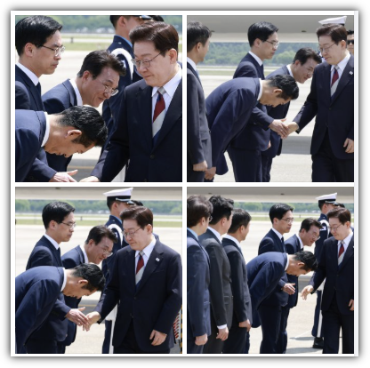정청래, 이재명 대통령 90도 인사