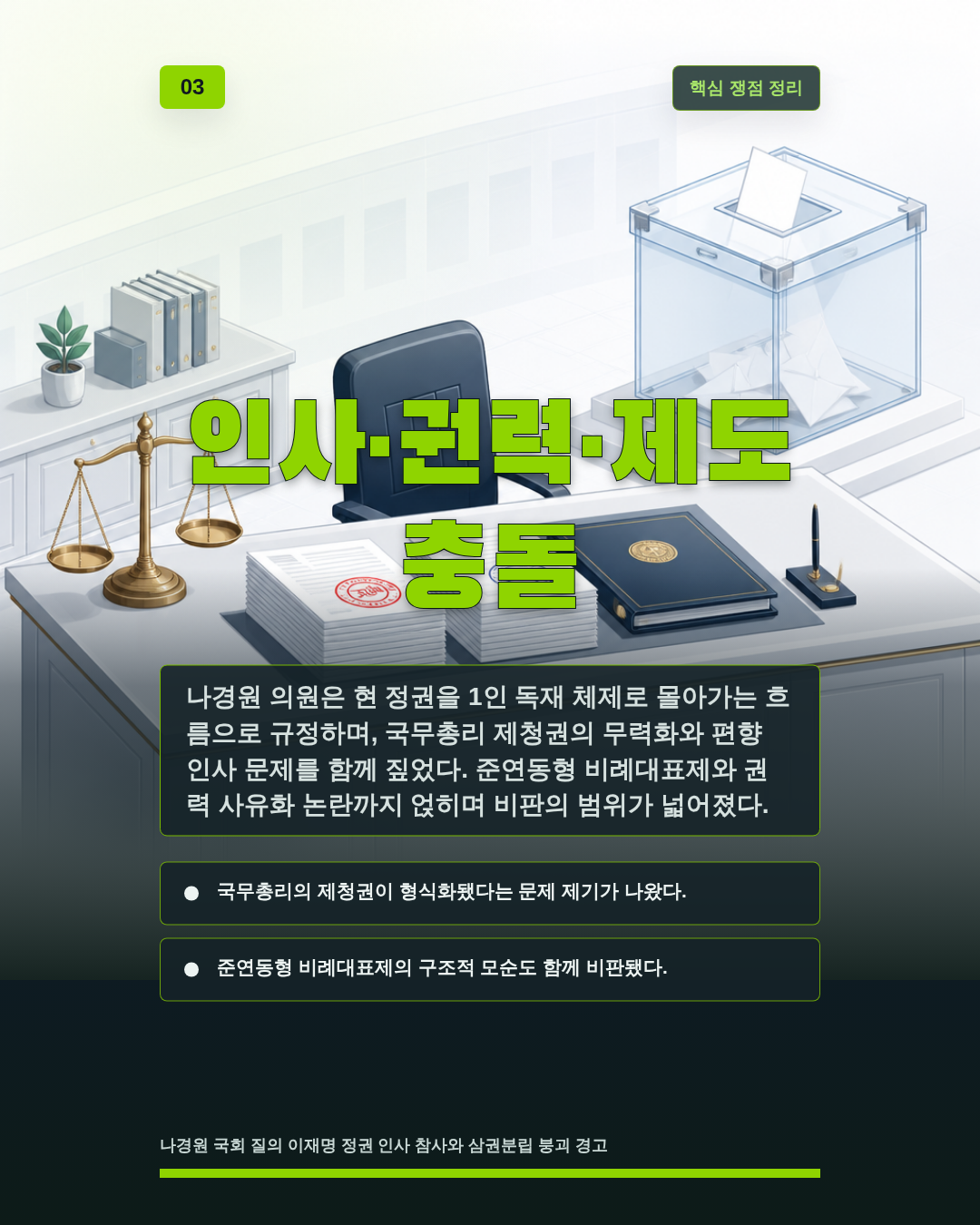 인사&middot;권력&middot;제도 충돌